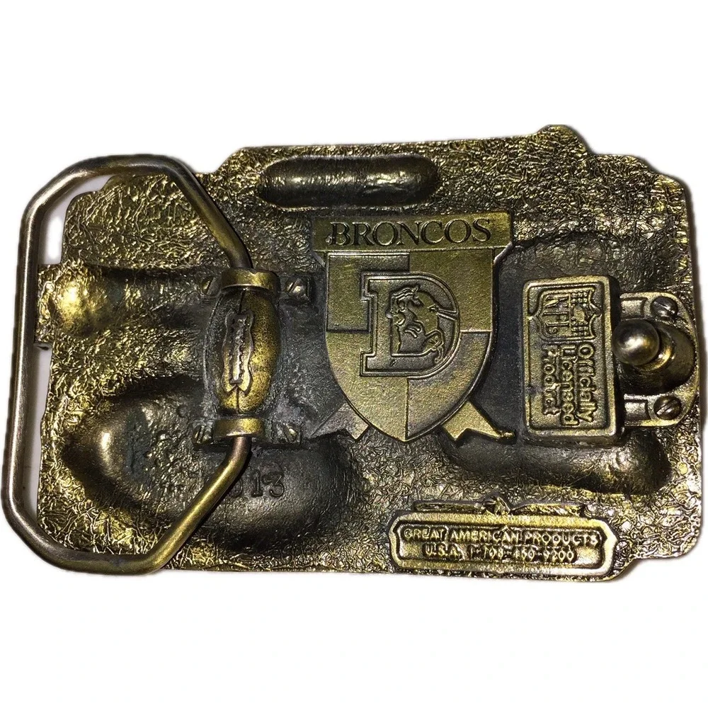 Great American Products Denver Broncos NFL Bronze Belt Buckle Football